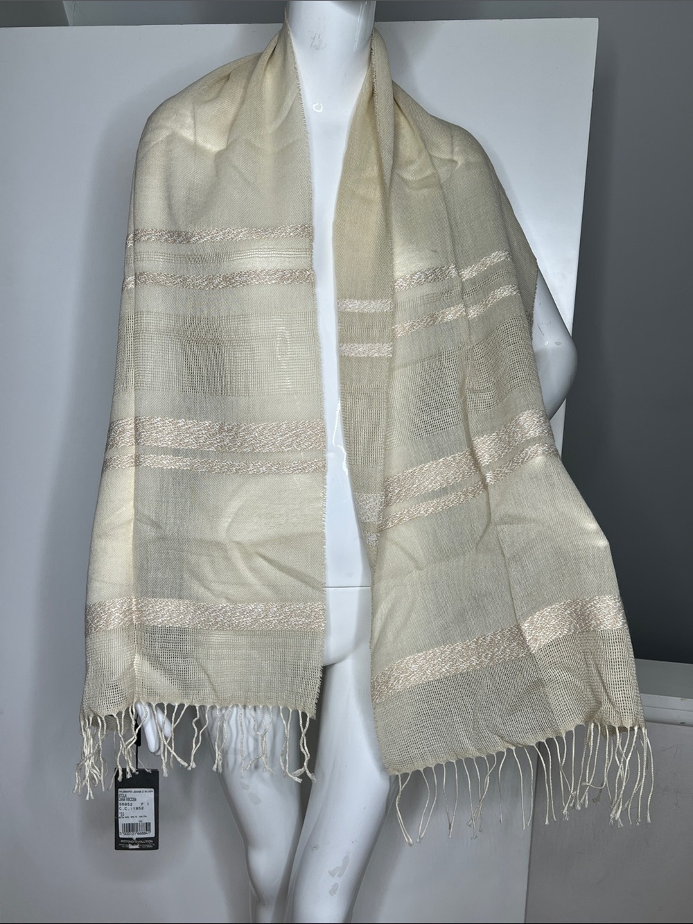 Trussardi 70” x 18” Wool and Viscose Shawl Scarf Wrap - New w/Tags